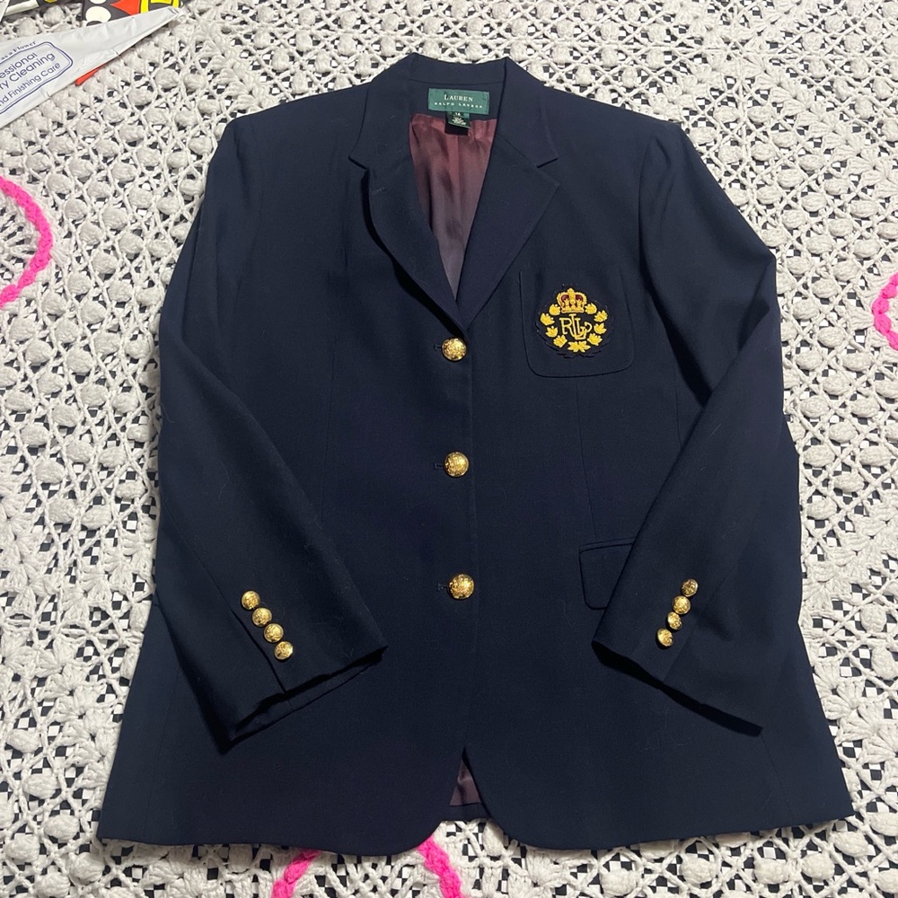 Vintage Ralph Lauren Navy Crest Blazer with Gold Buttons